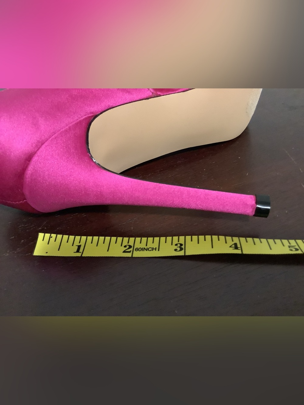 Women's Hot Pink Satin Pom Pom High Heels Nine West - Picture 5 of 8